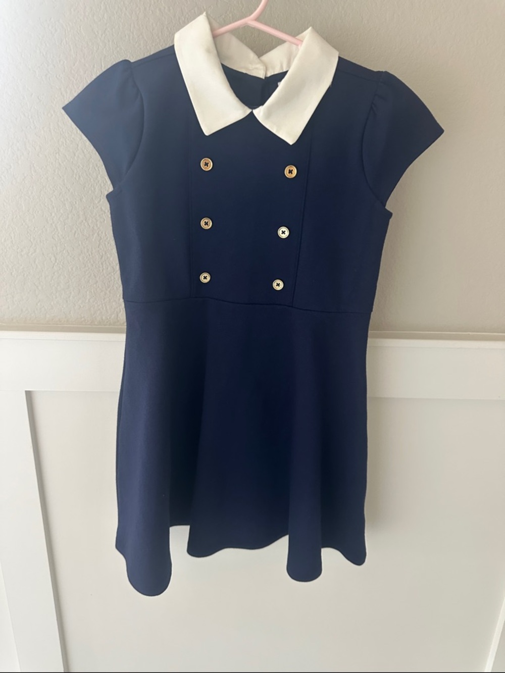 Janie and Jack Navy Dress with White Collar Girls Size 6